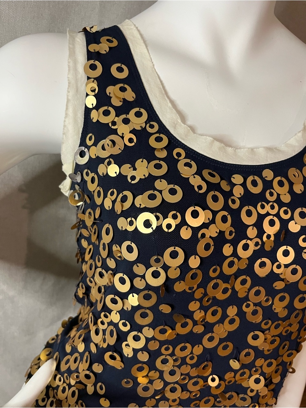 SPANNER Elegant Lightweight Navy(Almost Black) Sleeveless Tank with Gold Sequins - Picture 8 of 9